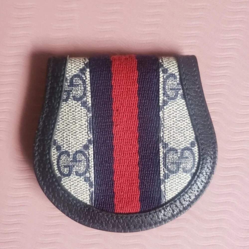Vintage GUCCI GG Ophidia Sherry Line Coin Case – Navy Blue / Red GG Canvas w COA - Picture 4 of 13
